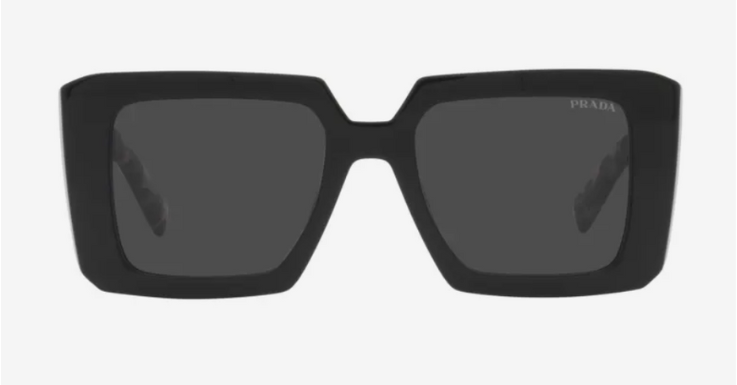 XL-Sonnenbrille mit breiten Bügeln in elegantem Schwarz von Prada 