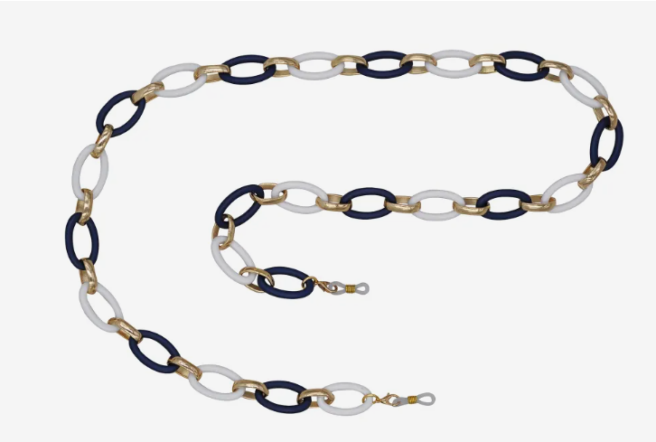  Eine Gliederkette für die Brille in Marine, Weiß und Gold