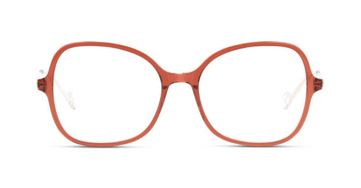 Mit dieser Damen-Brillenfassung von IN STYLE in Orange-Braun mit goldenen Bügeln übersieht dich garantiert niemand 