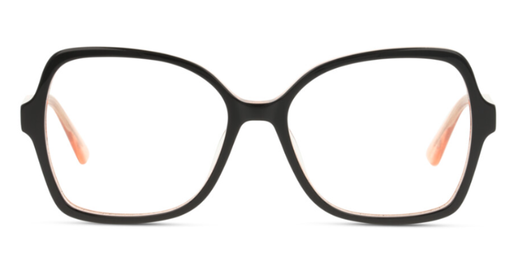 Schwarz plus Rosa plus Retrosilhouette: Eine unwiderstehliche Mischung! Brillenfassung aus der neuen Guess-Kollektion 